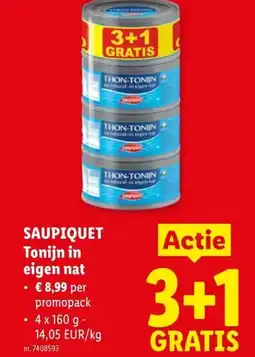 Lidl Sauquiet tonijn in eigen nat aanbieding
