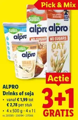 Lidl Alpro drinks of soja aanbieding