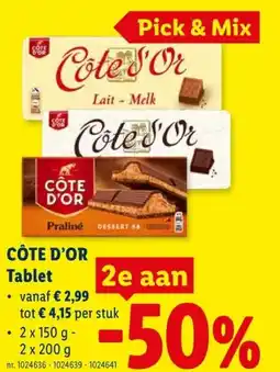 Lidl Côte d'or tablet aanbieding
