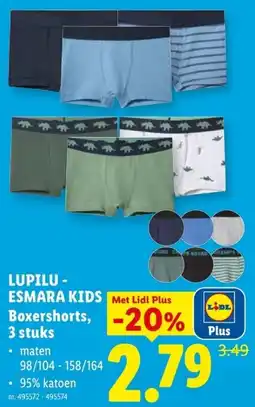 Lidl Lupilu esmara kids boxershorts aanbieding