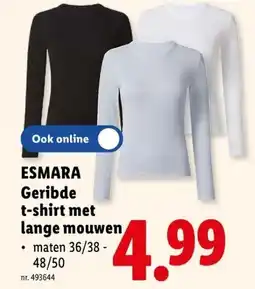 Lidl Esmara geribde t-shirt met lange mouwen aanbieding