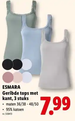 Lidl Geribde tops met kant aanbieding