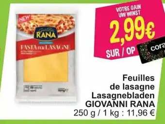 Cora Feuilles de lasagne Lasagnebladen Giovanni Rana 250g aanbieding