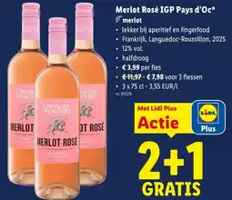 Lidl Merlot rosé igp pays d'oc aanbieding
