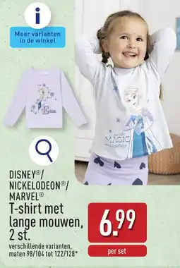 ALDI Disney/ Nickelodeon/ Marvel T-shirt met lange mouwen aanbieding