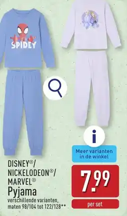 ALDI Disney/ Nickelodeon/ Marvel Pyjama aanbieding