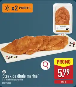 ALDI Steak de dinde mariné aanbieding