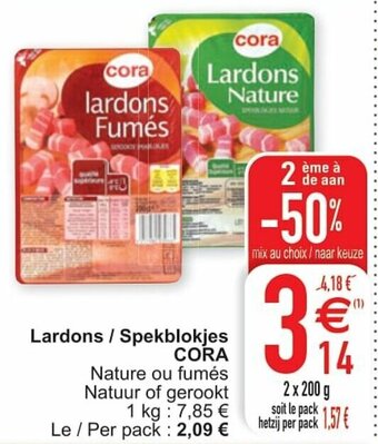 Cora Lardons/Spekblokjes 2x200g aanbieding