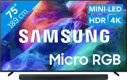 Coolblue Samsung Micro RGB 75 R85H (2026) + Samsung HW-Q600H (2026) aanbieding