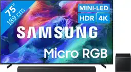 Coolblue Samsung Micro RGB 75 R85H (2026) + Samsung HW-QS700F (2025) aanbieding