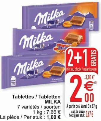 Cora Tablettes/Tabletten Milka aanbieding