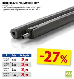 Hubo Buisisolatie Climatube Zip aanbieding