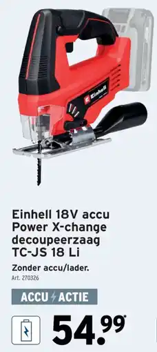 GAMMA einhell 18v accu power x-change decoupeerzaag tc-js 18 li aanbieding