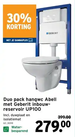 GAMMA Duo pack hangwc Abell met Geberit inbouw-reservoir UP100 aanbieding
