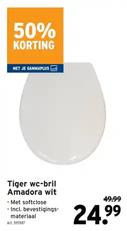 GAMMA Tiger wc-bril Amadora wit aanbieding