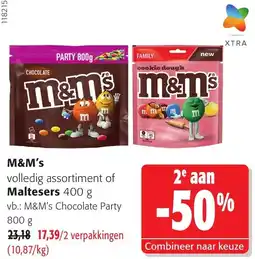 Colruyt M&M's volledig assortiment of Maltesers aanbieding