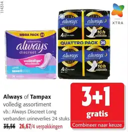 Colruyt Always of Tampax volledig assortiment aanbieding