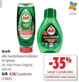 Colruyt Dreft alle handafwasmiddelen of sprays aanbieding