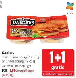 Colruyt Danlers Twin Chickenburger aanbieding