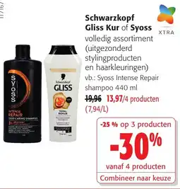 Colruyt Schwarzkopf Gliss Kur of Syoss volledig assortiment aanbieding