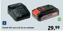 GAMMA Einhell 18v accu 2,5 ah en snellader aanbieding