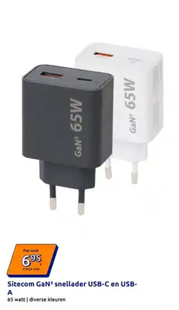 Action Sitecom Gan3 snellader usb-c en usb-a aanbieding