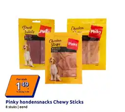 Action Pinky hondensnacks Chewy Sticks aanbieding