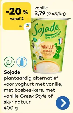 Bio Planet Sojade plantaardig alternatief voor yoghurt met vanille aanbieding
