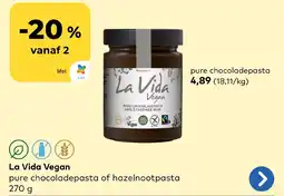 Bio Planet La vida vegan pure chocoladepasta aanbieding