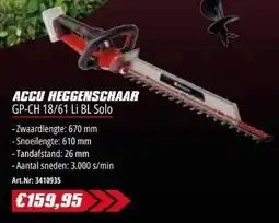 Bouwcenter Frans Vlaeminck Accu heggenschaar GP-CH 18/61 Li BL Solo aanbieding