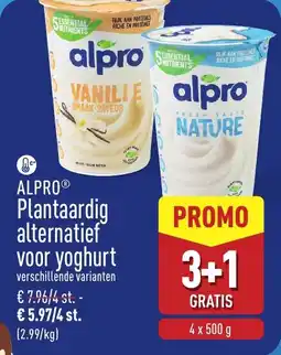 ALDI Alpro plantaardig alternatief voor yoghurt aanbieding
