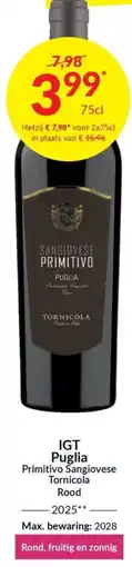 Intermarché IGT Puglia Primitivo Sangiovese Tornicola Rood aanbieding