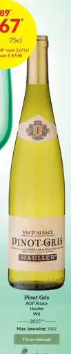 Intermarché Pinot Gris AOP Alsace Hauller Wit aanbieding