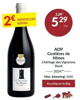 Intermarché AOP Costières de Nîmes L'héritage des Vignerons Rood aanbieding