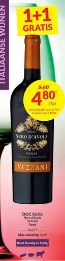 Intermarché DOC Sicilia Nero d'Avola Vezzani Rood aanbieding