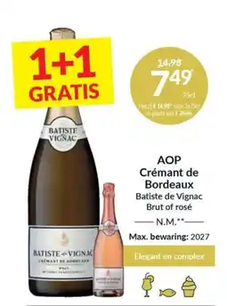 Intermarché Aop crémant de bordeaux batiste de vignac brut of rosé aanbieding