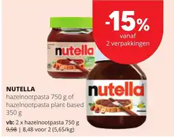 Spar nutella hazelnootpasta aanbieding