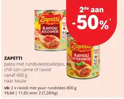Spar Zapetti ravioli bolognese aanbieding