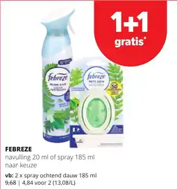 Spar Febreze navulling 20 ml of spray 185 ml aanbieding