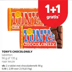 Spar Tony's chocolonely tabletten aanbieding