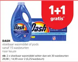 Spar Dash vloeibaar wasmiddel of pods aanbieding