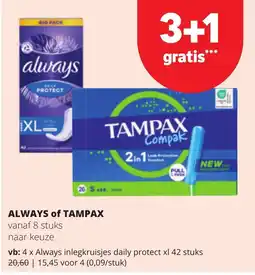 Spar Always of Tampax aanbieding