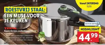Lidl Tefal Roestvrijstalen Snelkookpan 22 Cm aanbieding