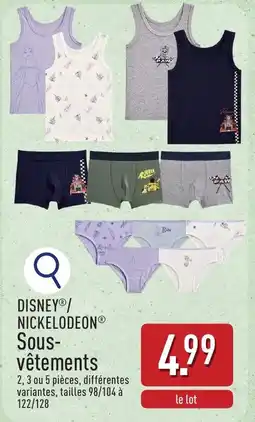 ALDI Disney / Nickelodeon sous-vêtements aanbieding