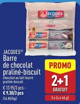 ALDI Jacques barre de chocolat praliné-biscuit aanbieding