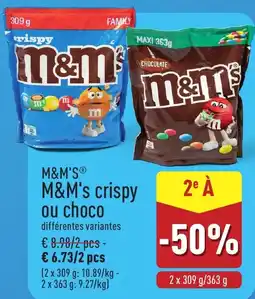ALDI M&M's crispy ou choco aanbieding