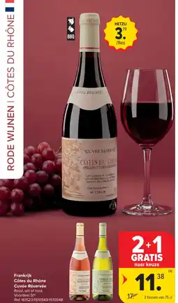 Carrefour Frankrijk Côtes du Rhône Cuvée Réservée aanbieding