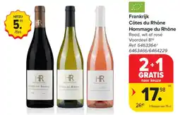 Carrefour Frankrijk côtes du rhône hommage du rhône aanbieding