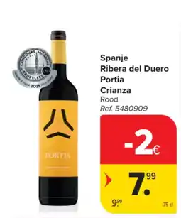 Carrefour Spanje Ribera del Duero Portia Crianza Rood aanbieding