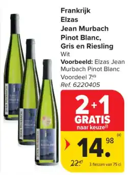 Carrefour Frankrijk Elzas Jean Murbach Pinot Blanc, Gris en Riesling Wit aanbieding